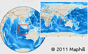 Shaded Relief Location Map of Christmas Island, within the entire continent