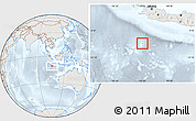 Shaded Relief Location Map of Christmas Island, lighten, semi-desaturated