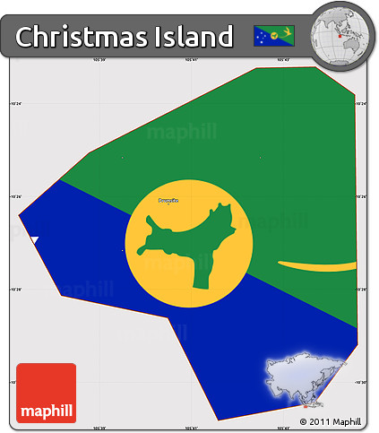 Flag Simple Map of Christmas Island, flag centered
