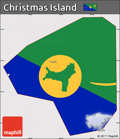 Flag Simple Map of Christmas Island, flag centered