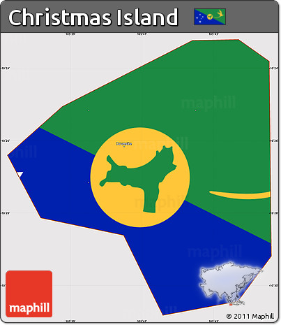 Flag Simple Map of Christmas Island, flag centered