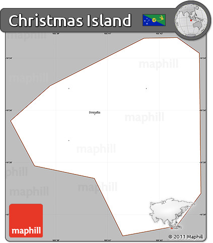 Gray Simple Map of Christmas Island, cropped outside