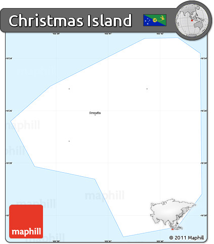 Gray Simple Map of Christmas Island, single color outside