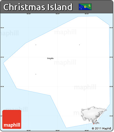 Gray Simple Map of Christmas Island, single color outside