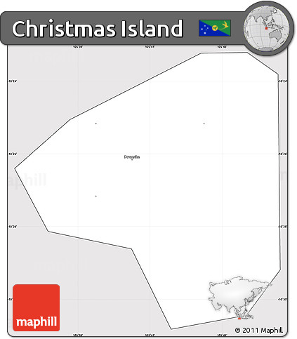 Silver Style Simple Map of Christmas Island, cropped outside