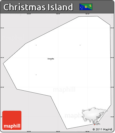 Silver Style Simple Map of Christmas Island, cropped outside