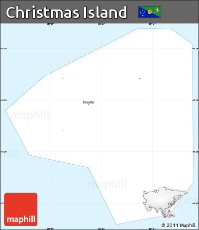 Silver Style Simple Map of Christmas Island