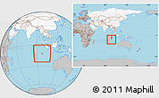 Gray Location Map of Cocos (Keeling) Islands, highlighted continent, within the entire continent