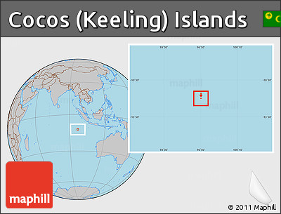 Gray Location Map of Cocos (Keeling) Islands, hill shading inside