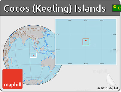 Gray Location Map of Cocos (Keeling) Islands, hill shading inside