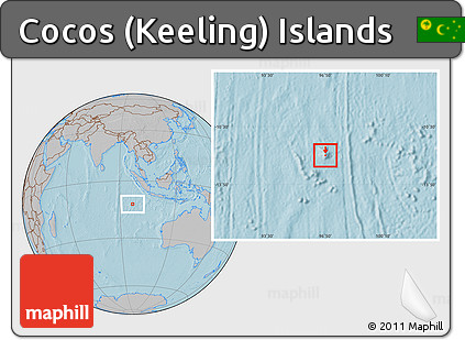 Gray Location Map of Cocos (Keeling) Islands, hill shading