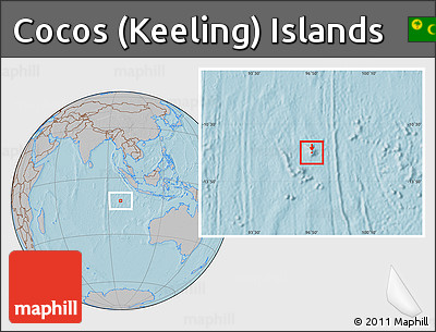 Gray Location Map of Cocos (Keeling) Islands, hill shading
