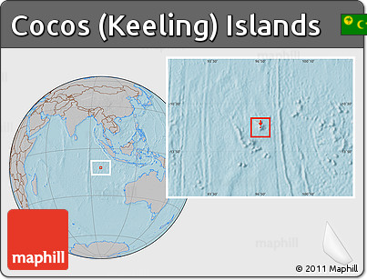 Gray Location Map of Cocos (Keeling) Islands, hill shading