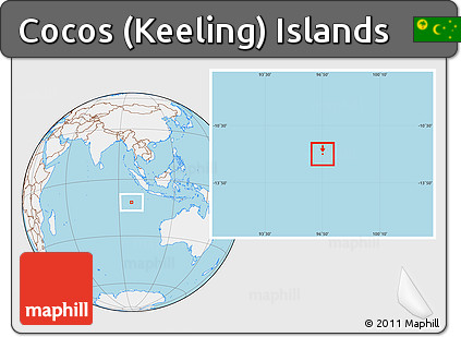Gray Location Map of Cocos (Keeling) Islands, lighten, land only