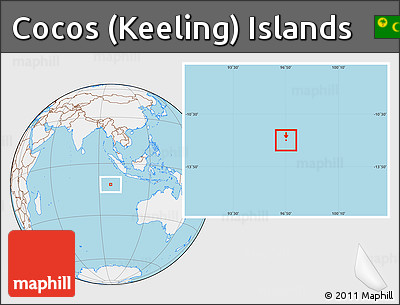 Gray Location Map of Cocos (Keeling) Islands, lighten, land only