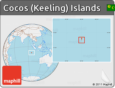 Gray Location Map of Cocos (Keeling) Islands, lighten, land only