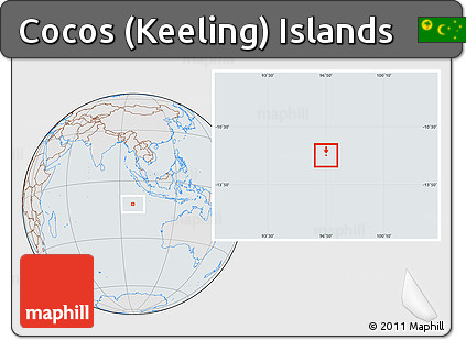 Gray Location Map of Cocos (Keeling) Islands, lighten, semi-desaturated