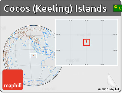 Gray Location Map of Cocos (Keeling) Islands, lighten, semi-desaturated