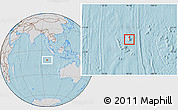 Gray Location Map of Cocos (Keeling) Islands, lighten, semi-desaturated, land only, hill shading