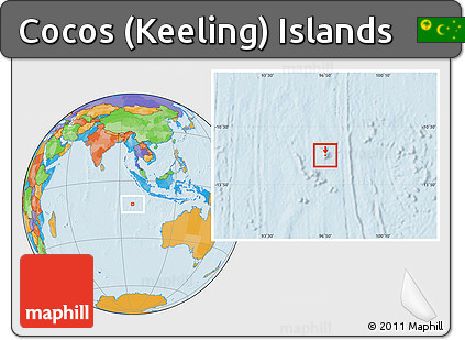 Gray Location Map of Cocos (Keeling) Islands, political outside, hill shading