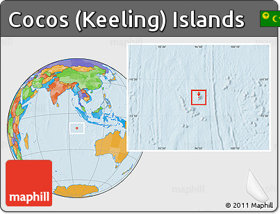 Gray Location Map of Cocos (Keeling) Islands, political outside, hill shading