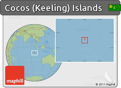 Gray Location Map of Cocos (Keeling) Islands, savanna style outside