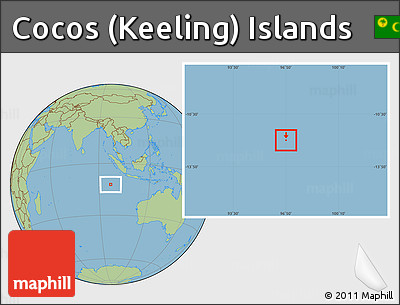 Gray Location Map of Cocos (Keeling) Islands, savanna style outside