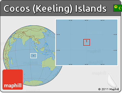 Gray Location Map of Cocos (Keeling) Islands, savanna style outside