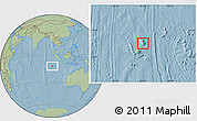 Gray Location Map of Cocos (Keeling) Islands, savanna style outside, hill shading outside