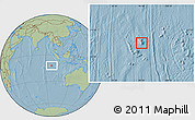 Gray Location Map of Cocos (Keeling) Islands, savanna style outside, hill shading