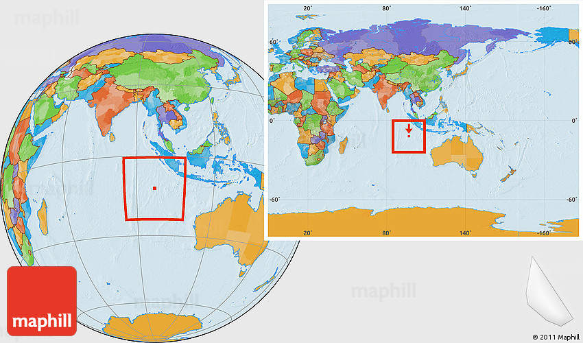 Political Location Map of Cocos (Keeling) Islands, within the entire