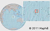 Political Location Map of Cocos (Keeling) Islands, gray outside, hill shading