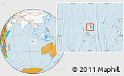 Political Location Map of Cocos (Keeling) Islands, highlighted continent