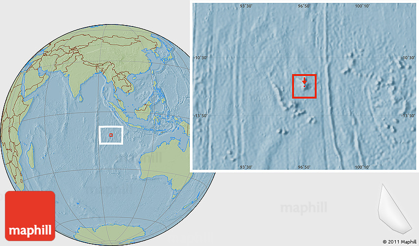Political Location Map of Cocos (Keeling) Islands, savanna style