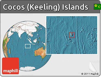 Satellite Location Map of Cocos (Keeling) Islands, highlighted continent