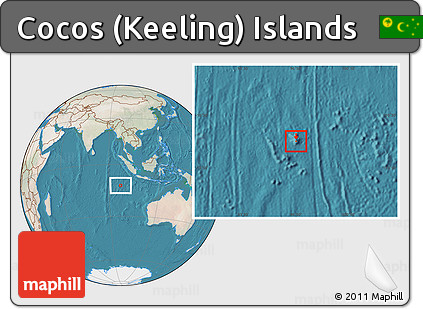 Satellite Location Map of Cocos (Keeling) Islands, lighten, land only