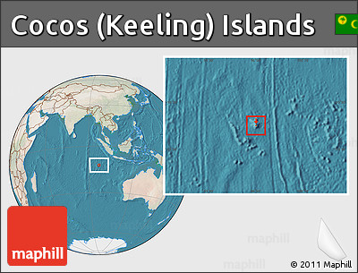 Satellite Location Map of Cocos (Keeling) Islands, lighten, land only