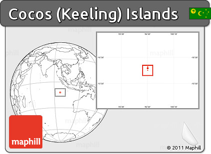 Shaded Relief Location Map of Cocos (Keeling) Islands, blank outside