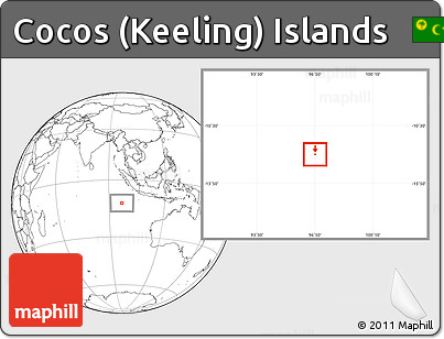 Shaded Relief Location Map of Cocos (Keeling) Islands, blank outside
