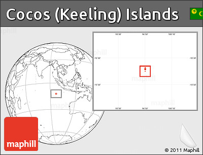 Shaded Relief Location Map of Cocos (Keeling) Islands, blank outside