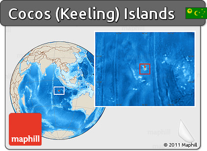 Shaded Relief Location Map of Cocos (Keeling) Islands
