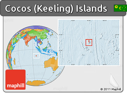 Shaded Relief Location Map of Cocos (Keeling) Islands, political outside