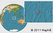 Shaded Relief Location Map of Cocos (Keeling) Islands, satellite outside