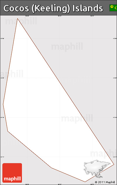 Classic Style Simple Map of Cocos (Keeling) Islands, cropped outside