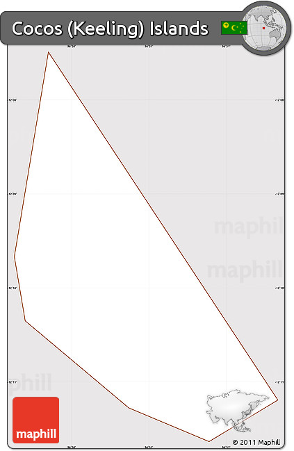 Classic Style Simple Map of Cocos (Keeling) Islands, cropped outside