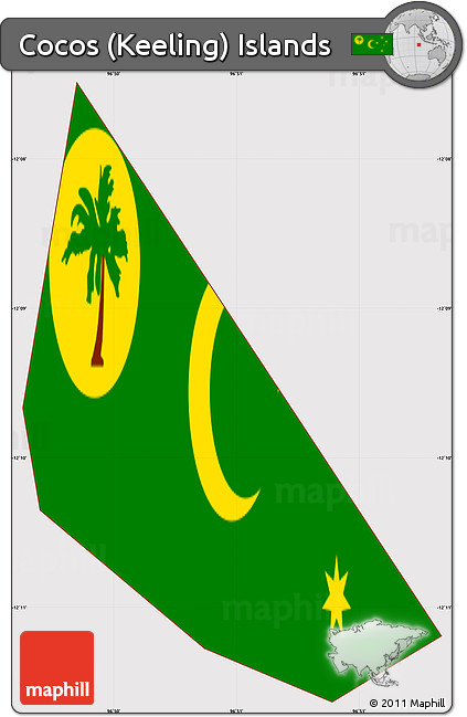 Flag Simple Map of Cocos (Keeling) Islands