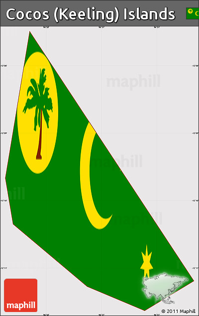 Flag Simple Map of Cocos (Keeling) Islands