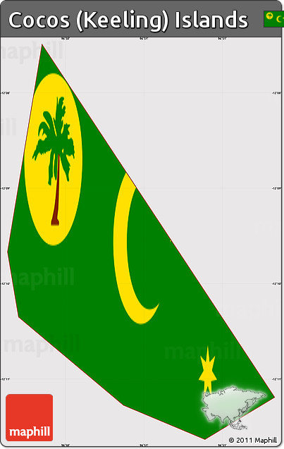 Flag Simple Map of Cocos (Keeling) Islands