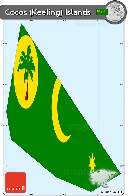 Flag Simple Map of Cocos (Keeling) Islands, single color outside