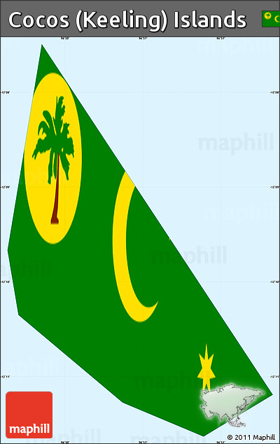 Flag Simple Map of Cocos (Keeling) Islands, single color outside